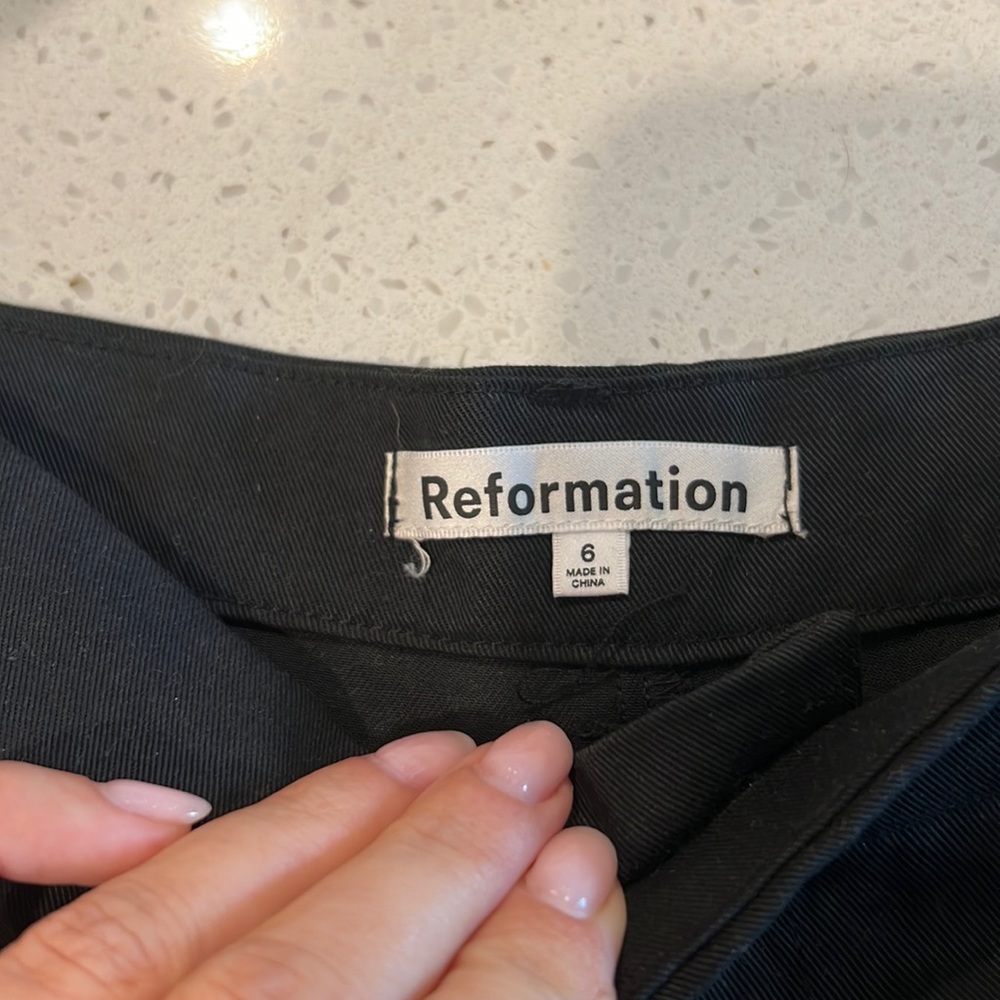 Reformation black wide leg pleated trouser